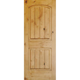 30 in. x 80 in. Knotty Alder 2 Panel Top Rail Arch with V-Groove Solid Wood Core Interior Door Slab - Super Arbor