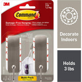 Medium Brushed Nickel Hooks (2-Hooks and 4-Adhesive Strips) - Super Arbor