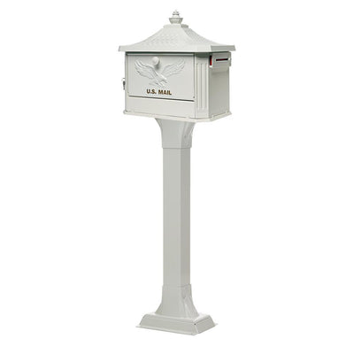 Hemingway All-in-One, Locking, Large, Aluminum, Mailbox and Post Combo, White - Super Arbor