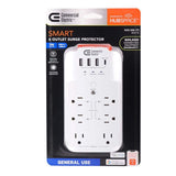 Commercial Electric 6-Outlet Smart Surge Protector with 4 USB Ports, White, Powered by Hubspace
