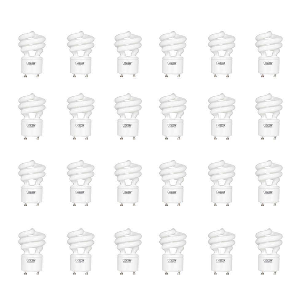 60-Watt Equivalent T3 Spiral Non-Dimmable GU24 Base Compact Fluorescent CFL Light Bulb, Daylight 5000K (2-Pack) - Super Arbor
