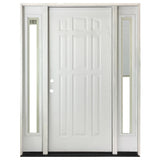 68 in. x 80 in. 9 Panel Primed White Right-Hand Steel Prehung Front Door with 14 in. Mini Blind Sidelites 6 in. Wall - Super Arbor