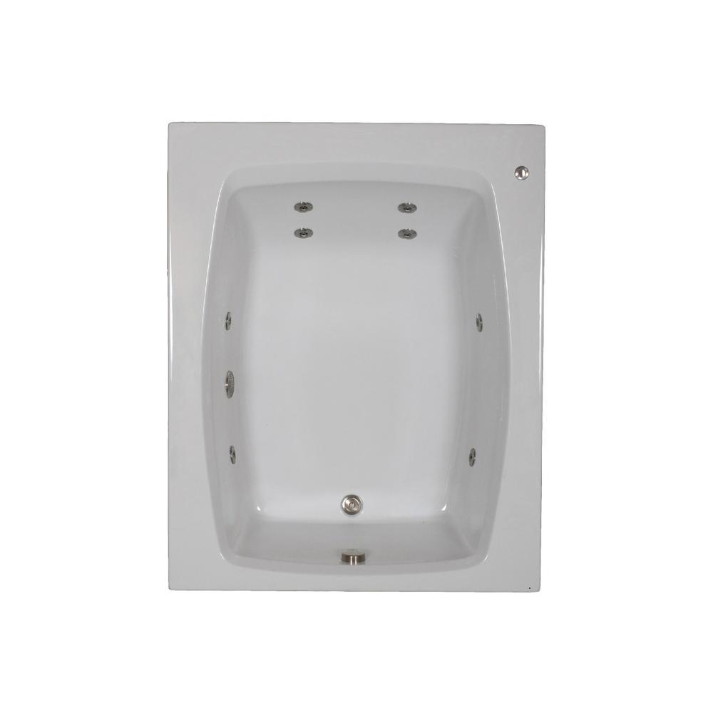 60 in. Rectangular Drop-in Whirlpool Bathtub in White - Super Arbor