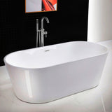 WOODBRIDGE 71 in. Acrylic Flat-Bottom Double-Ended Freestanding Bathtub with Chrome Overflow & Drain, White
