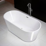 WOODBRIDGE 71 in. Acrylic Flat-Bottom Double-Ended Freestanding Bathtub with Chrome Overflow & Drain, White