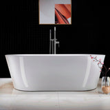 WOODBRIDGE 71 in. Acrylic Flat-Bottom Double-Ended Freestanding Bathtub with Chrome Overflow & Drain, White