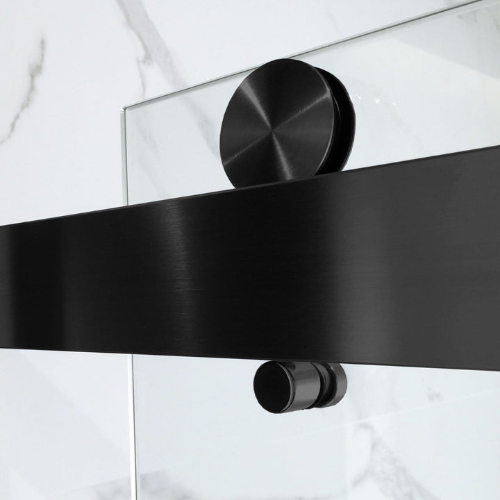 Marsham 44 in. to 48 in. x 76 in. Frameless Sliding Shower Door with Shatter Retention Glass in Brushed Nickel