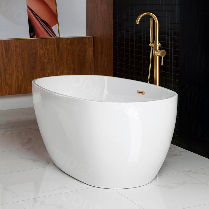 Voorhees 55 in. Acrylic FlatBottom Double Ended Bathtub with Oil Rubbed Bronze Overflow and Drain Included in White