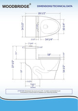 WOODBRIDGE 1-Piece 1.28 GPF Dual-Flush Elongated Toilet in White with Chrome Button