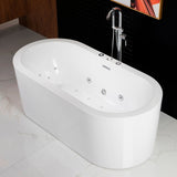WOODBRIDGE Bologna 67 in. Acrylic Freestanding Whirlpool & Air Bathtub with Drain and Overflow, White
