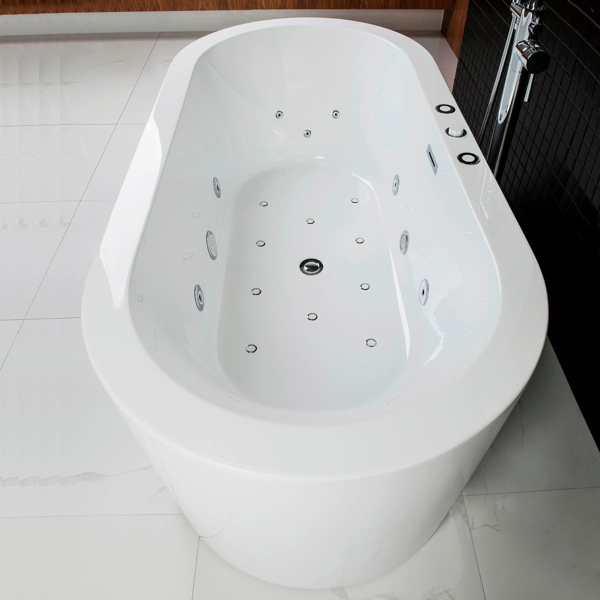 WOODBRIDGE Bologna 67 in. Acrylic Freestanding Whirlpool & Air Bathtub with Drain and Overflow, White
