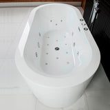 WOODBRIDGE Bologna 67 in. Acrylic Freestanding Whirlpool & Air Bathtub with Drain and Overflow, White