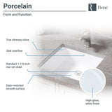 Undermount Porcelain Bathroom Sink in White with Pop-Up Drain in Brushed Nickel - Super Arbor