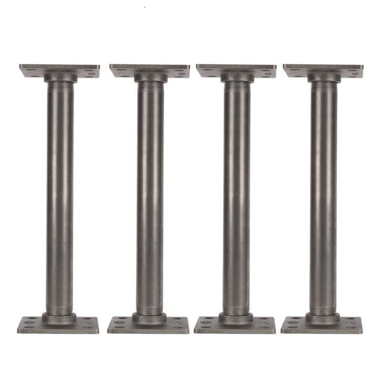 1 in. x 1 ft. L Black Pipe Table Leg Kit with Square Flange (Set of 4)