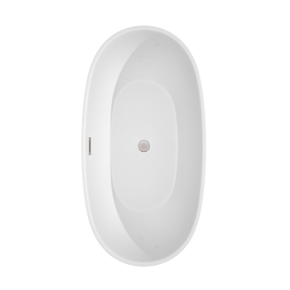Juno 5.3 ft. Acrylic Flatbottom Non-Whirlpool Bathtub in White with Brushed Nickel Trim - Super Arbor