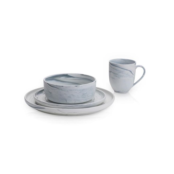 32-Piece Casual Gray Porcelain Dinnerware Set (Set for 8)