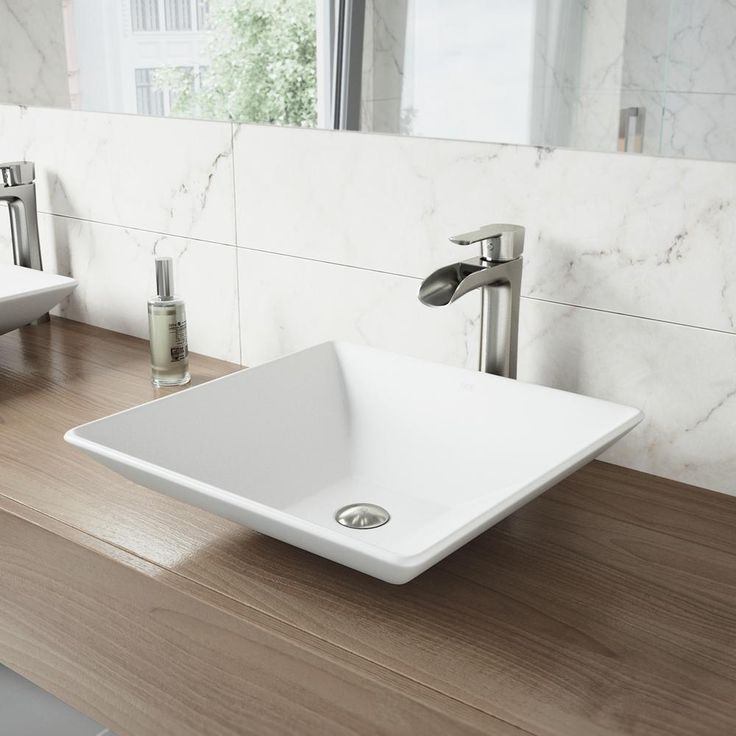 VIGO Hibiscus White Handmade Countertop Matte Stone Square Vessel Bathroom Sink in Matte White