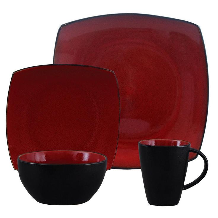 Soho Lounge 16-Piece Casual Burgundy Stone Dinnerware Set (Service for 6)