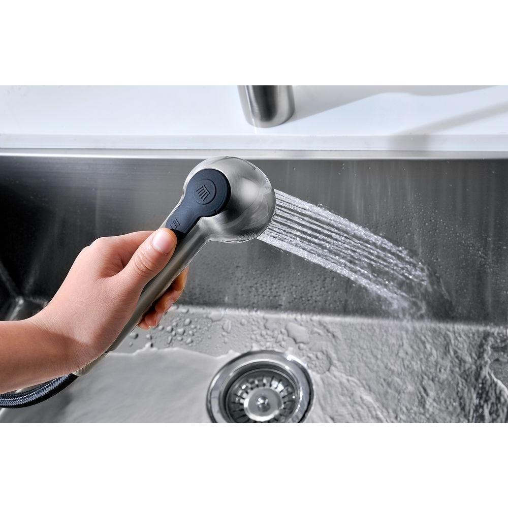 Harbour Single-Handle Pull-Out Sprayer Kitchen Faucet in Brushed Nickel - Super Arbor