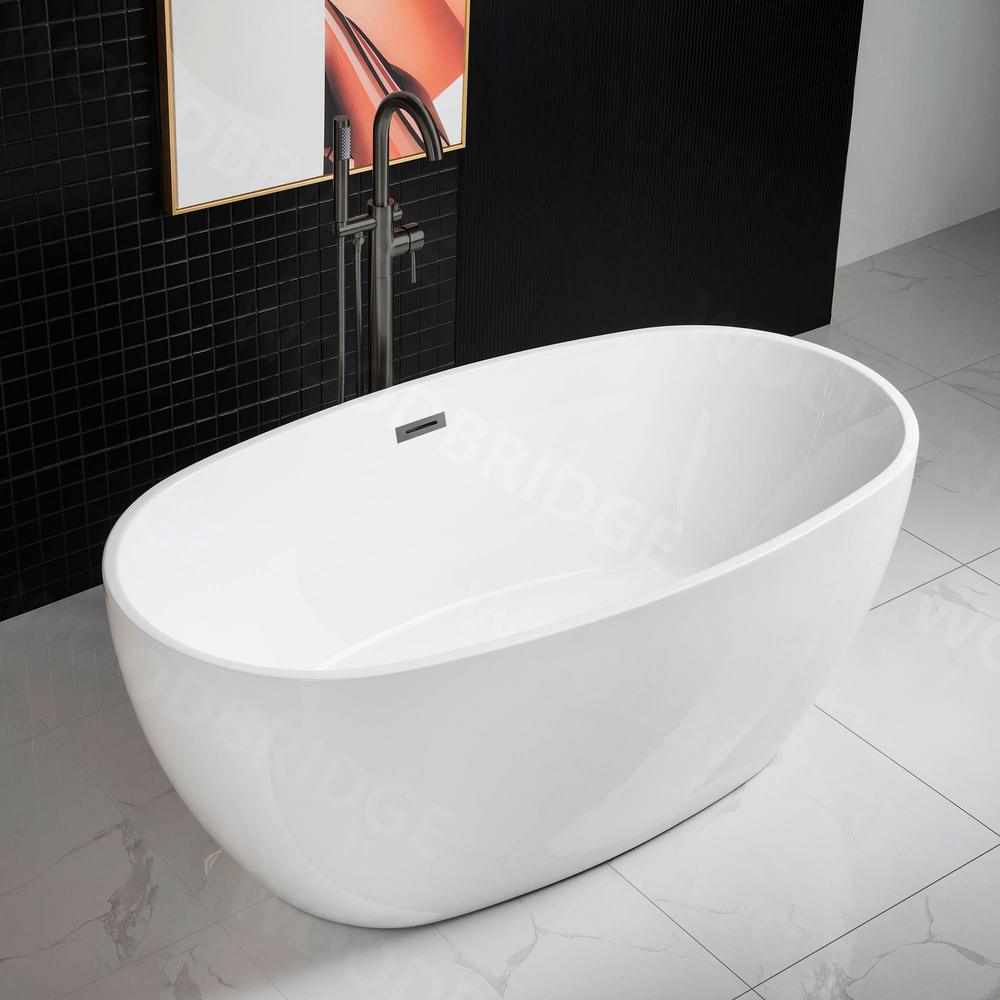 Westfield 55 in Acrylic Freestanding Double Ended Soaking Bathtub with Drain and Overflow Included in White - Super Arbor
