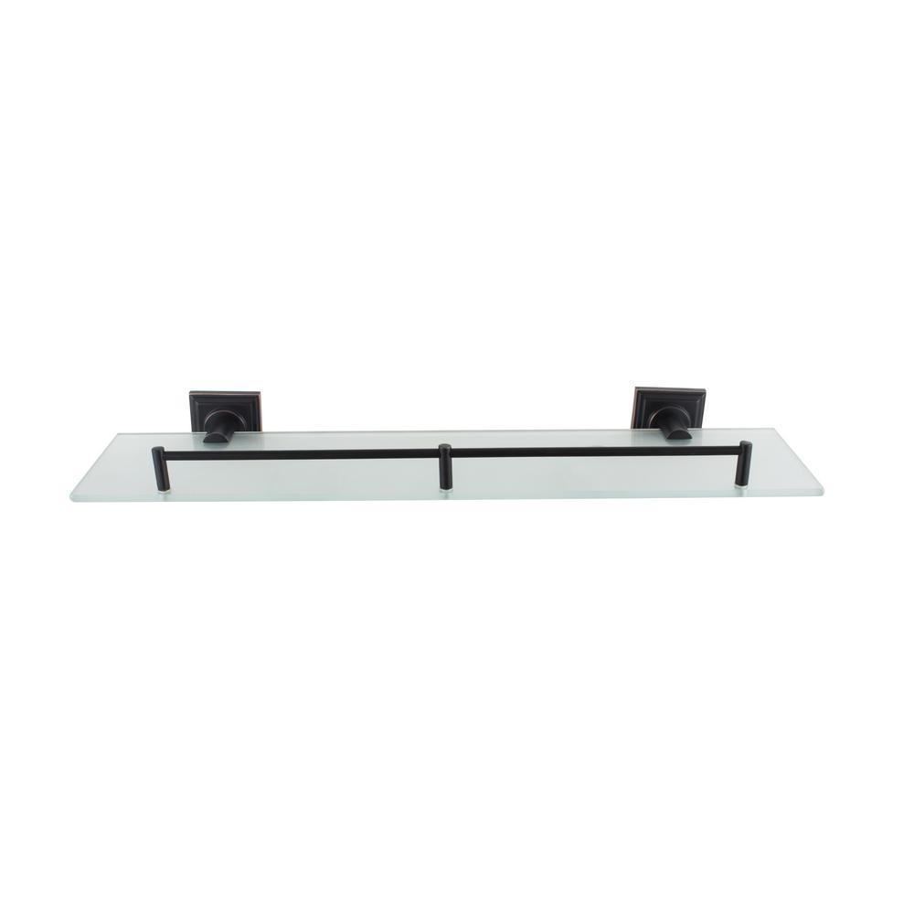 Square 20 in. Frosted Glass Shelf with Rail in Satin Nickel - Super Arbor