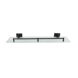Square 20 in. Frosted Glass Shelf with Rail in Satin Nickel - Super Arbor