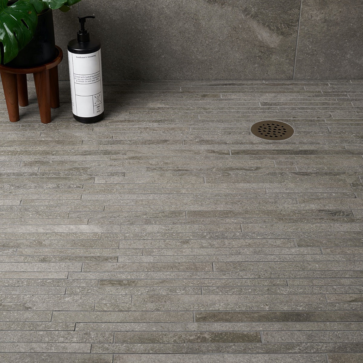 Acadia Thin Strip Slate Gray Matte Porcelain Mosaic Tile - Lux Tile
