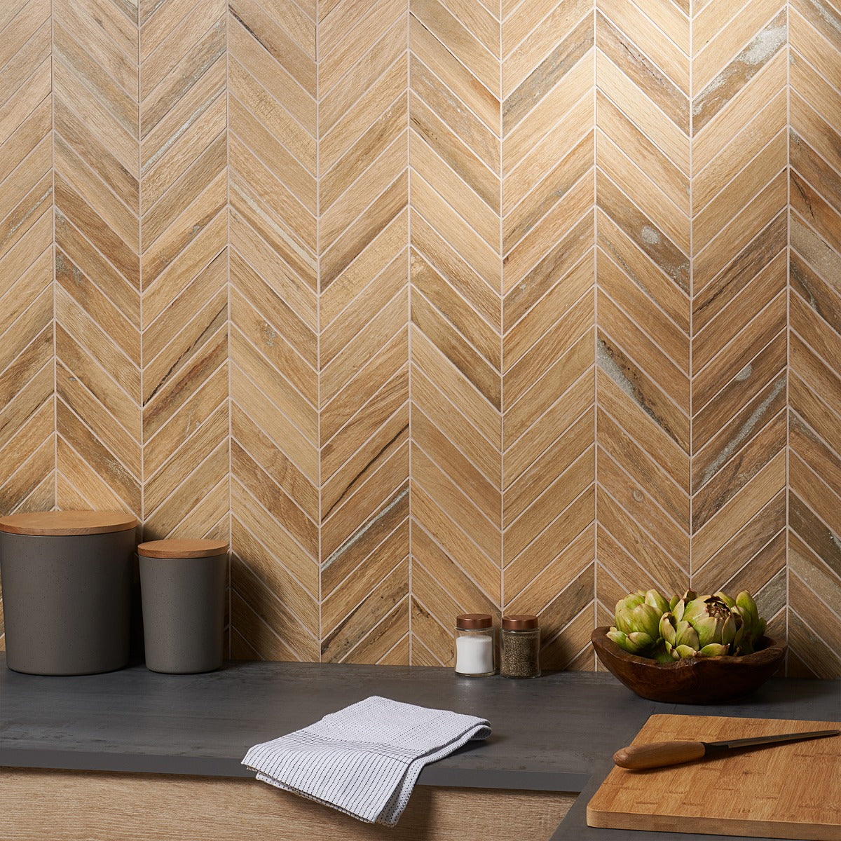 Lux Tile Eternal Birch Chevron Matte Porcelain Mosaic Tile