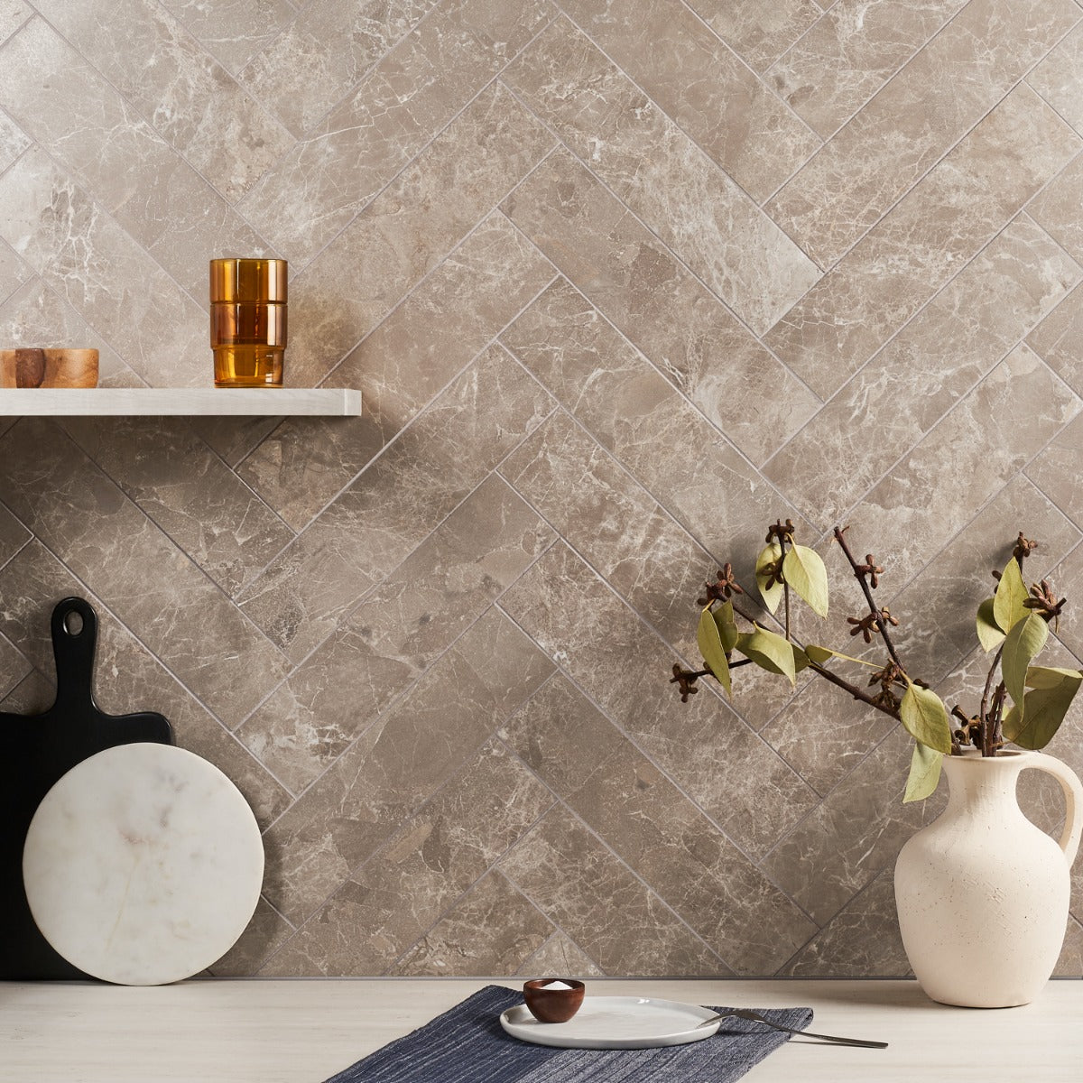 Lux Tile Marmo Perfetto Tortora Gray 4x16 Semi-Polished Porcelain Tile