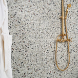 Kobe Flakes Ice White 24x24 Terrazzo Look Matte Porcelain Tile