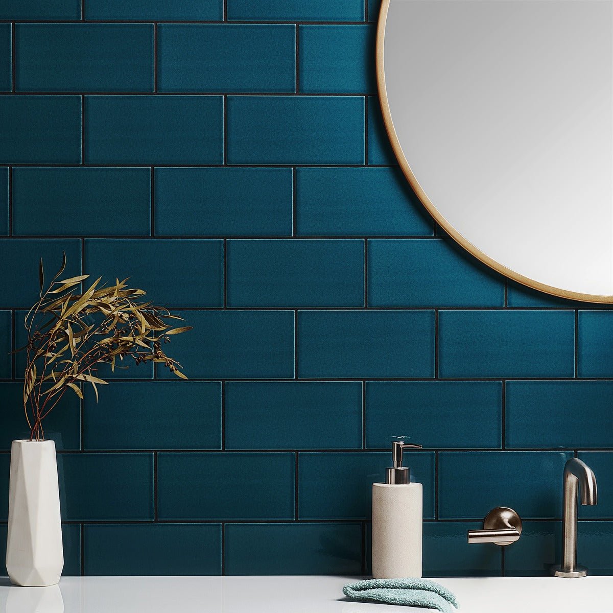 Seaside Marine Blue Crackled Glossy Ceramic Tile - 4x8 Inch