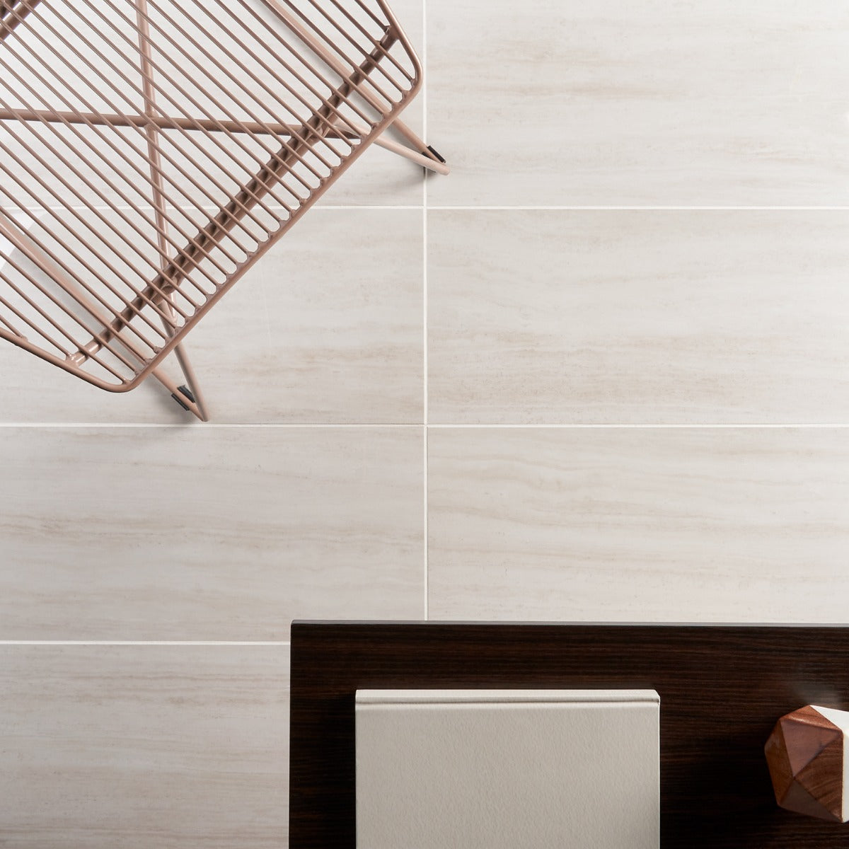 Nashville White 12x24 Polished Porcelain Tile - Travertine Look