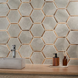Sagon Cemento Gray 9" Hexagon Matte Porcelain Tile - Lux Tile
