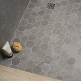 Lux Tile New Rock Fossil Dark Gray 3" Hexagon Matte Porcelain Mosaic Tile