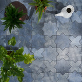 Parma Denim Blue Matte Star and Cross 6" Terracotta Look Porcelain Tile