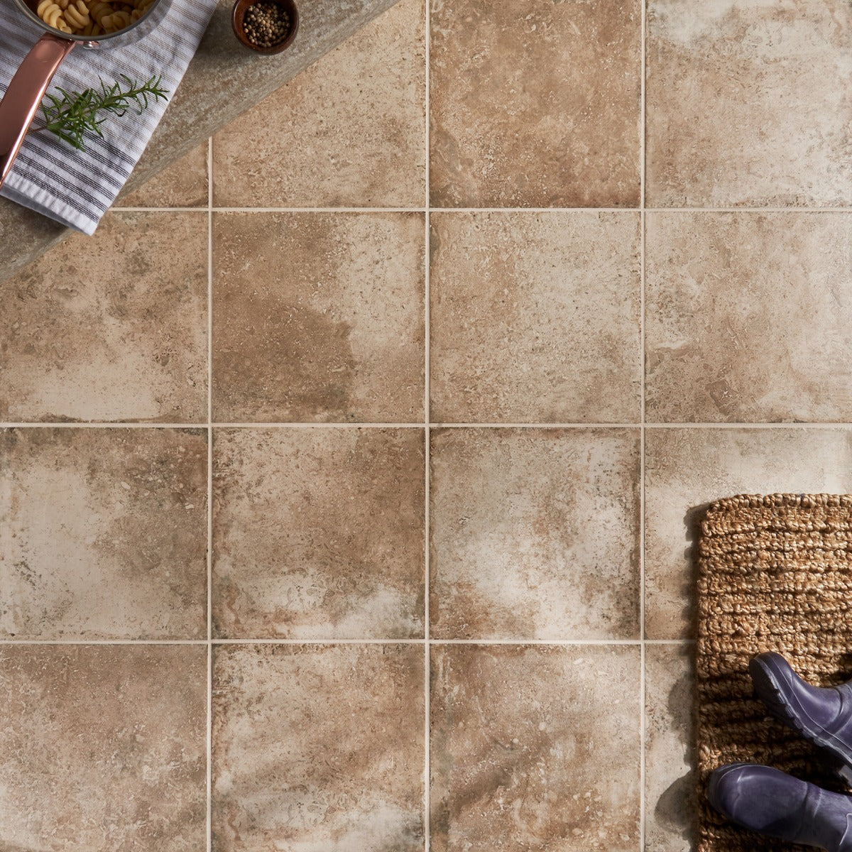 Seville Delfi Beige 12x12 Matte Porcelain Tile - Travertine Look