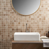 Seville Delfi Beige 2x2 Porcelain Mosaic Tile - Travertine Look
