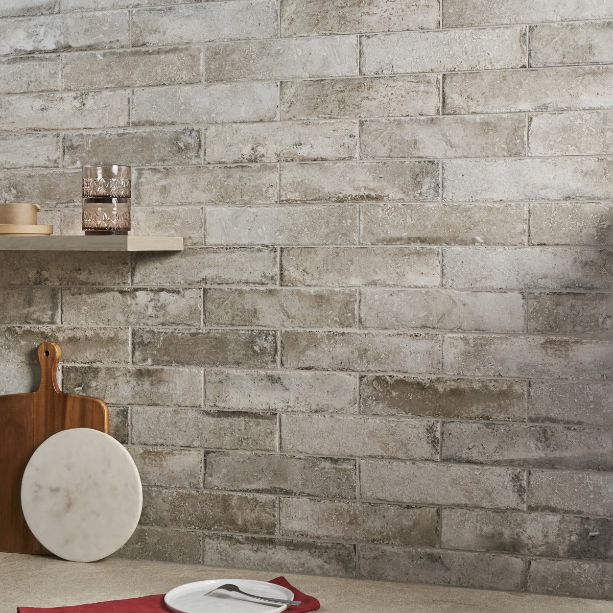 Seville Efeso Gray 3x12 Porcelain Subway Tile - Travertine Look