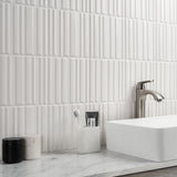 Sydney White 8x16 3D Mixed Finish Ceramic Wall Tile
