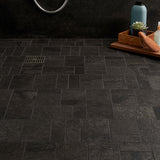 Acadia French Pattern Charcoal Black Matte Porcelain Mosaic Tile - Lux Tile