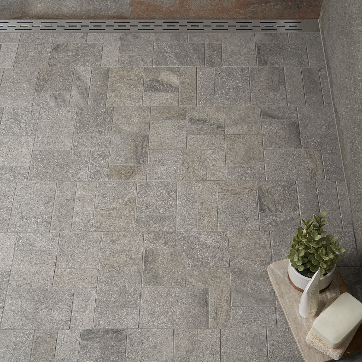Acadia French Pattern Gray Porcelain Mosaic Tile - Lux Tile