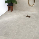 Acadia French Pattern Linen White Matte Porcelain Mosaic Tile - Tilebar