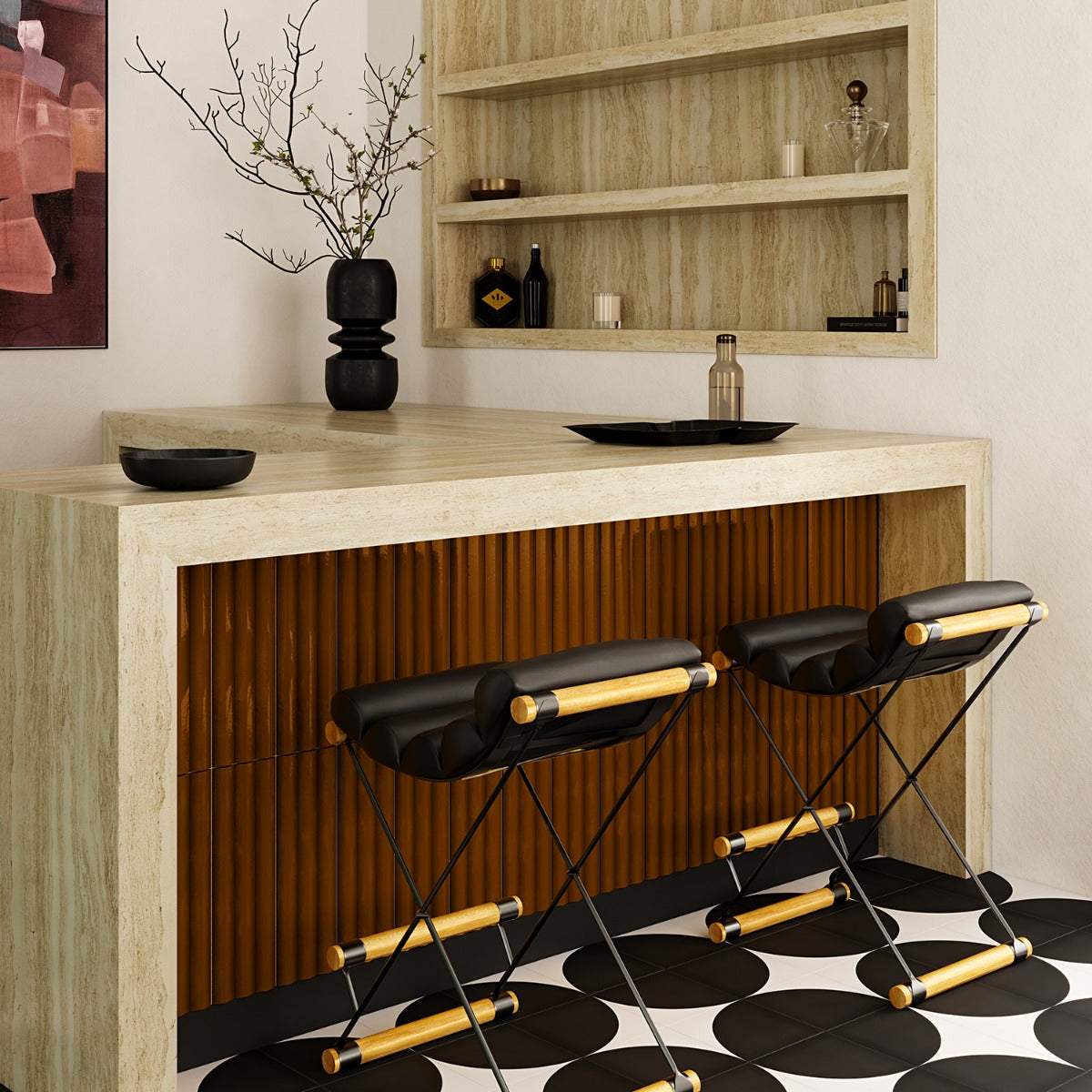Lux Tile Ponto Ochre Yellow Fluted 5x16 3D Polished Porcelain Wall Tile
