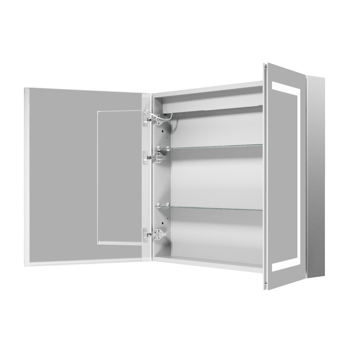 WELLFOR 36-in x 30-in Lighted LED Fog Free Surface Mount Aluminum Mirrored Soft Close Medicine Cabinet with Outlet