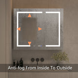 WELLFOR 36-in x 30-in Lighted LED Fog Free Surface Mount Aluminum Mirrored Soft Close Medicine Cabinet with Outlet