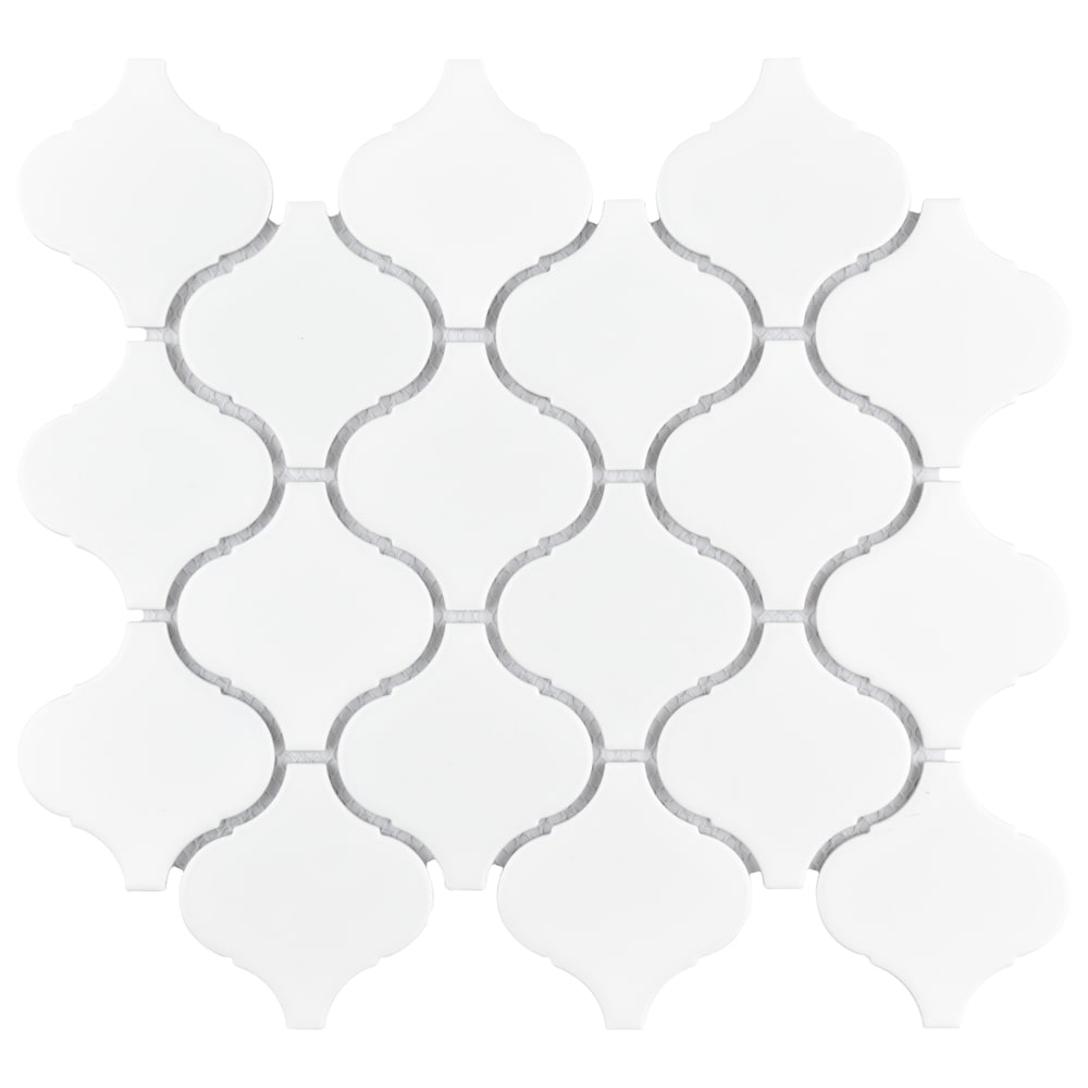 Affinity Tile Metro Lantern Matte White 10-in x 11-in Matte Porcelain Arabesque Mosaic Floor and Wall Tile product image
