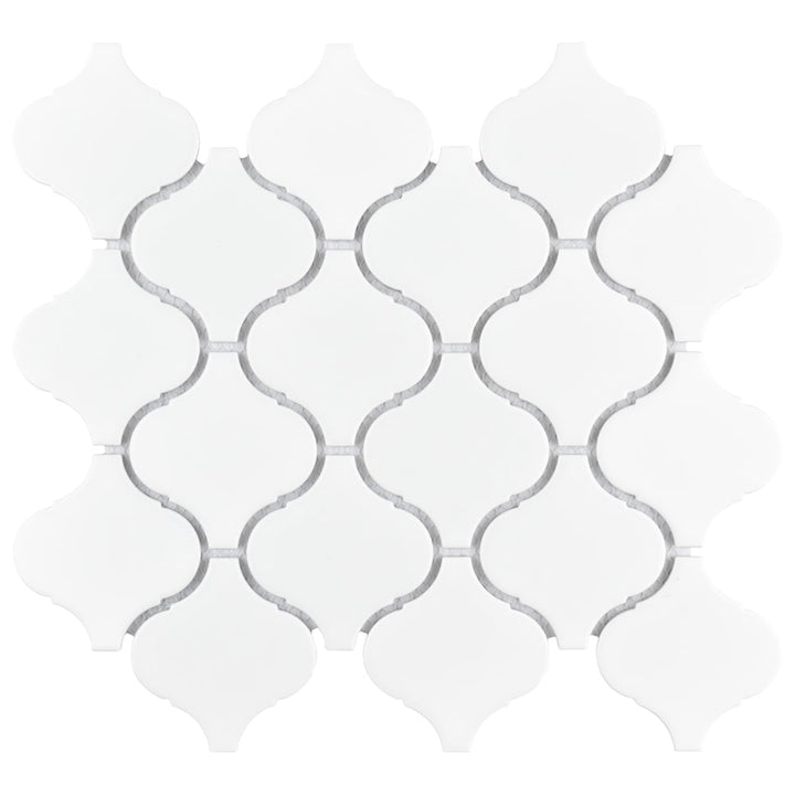 Affinity Tile Metro Lantern Matte White 10-in x 11-in Matte Porcelain Arabesque Mosaic Floor and Wall Tile product image