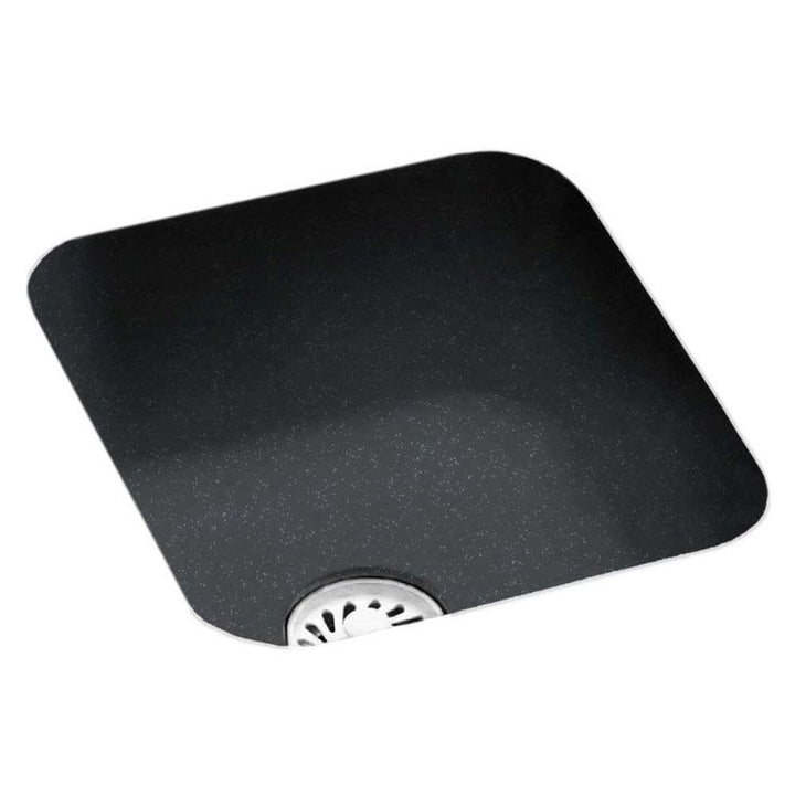 Undermount Solid Surface 13.4 in. 0-Hole Single Bowl Bar Sink in Black Galaxy