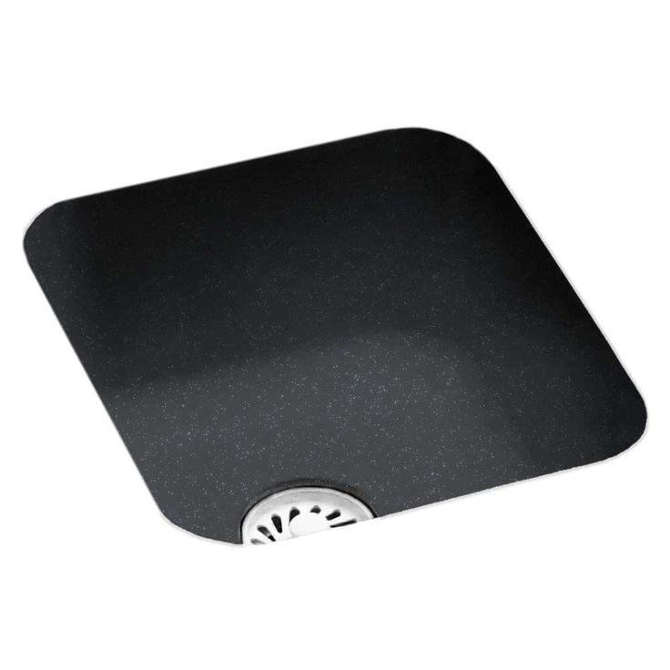 Undermount Solid Surface 13.4 in. 0-Hole Single Bowl Bar Sink in Black Galaxy