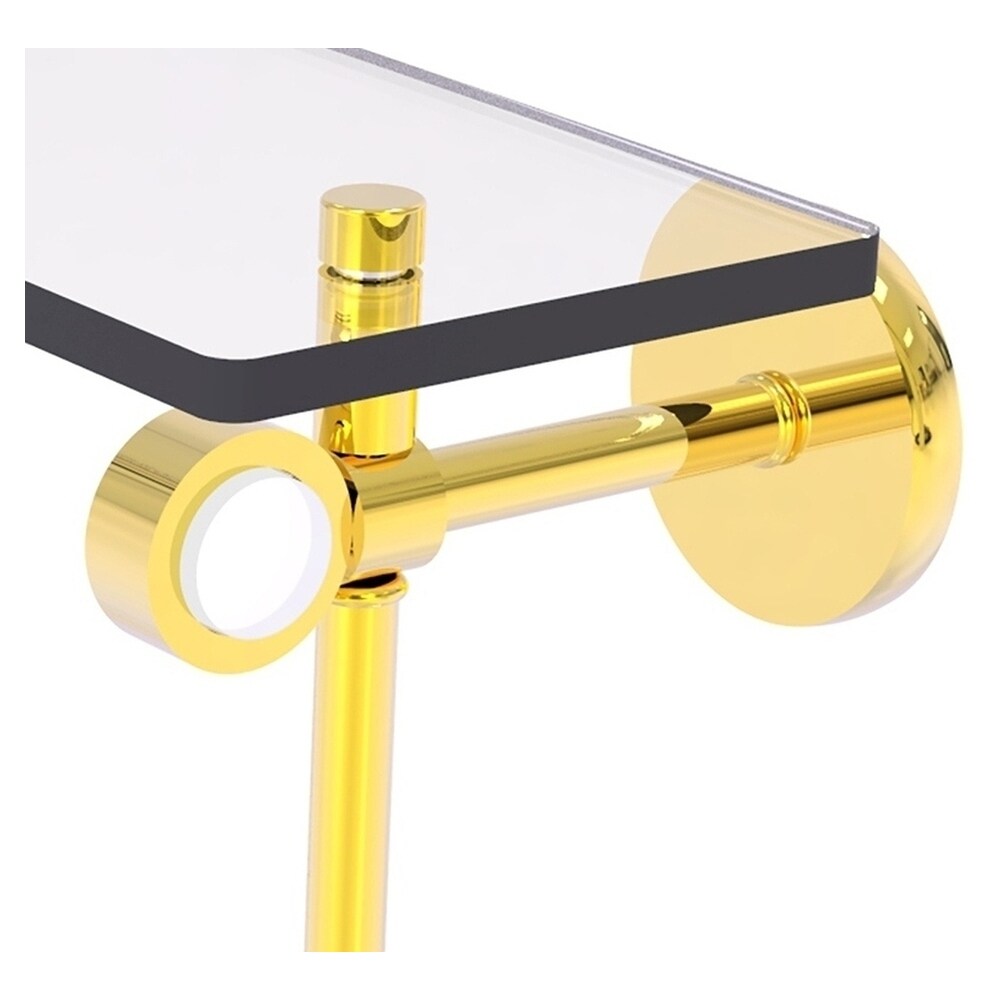 Allied Brass Clearview Polished Brass 2-Tier Wall Mount Bathroom Shelf with Towel Bar, 22 x 12.8 x 5 in
